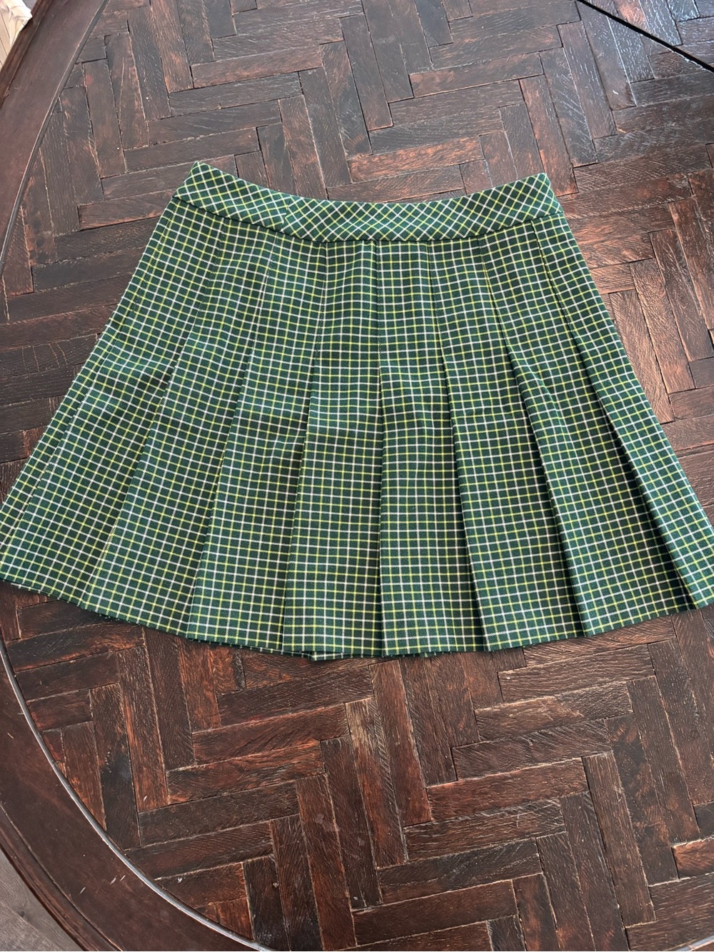 Sunday Best Aritzia Green Plaid Pleated Mini Skirt